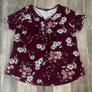 Burgundy Floral Tee.